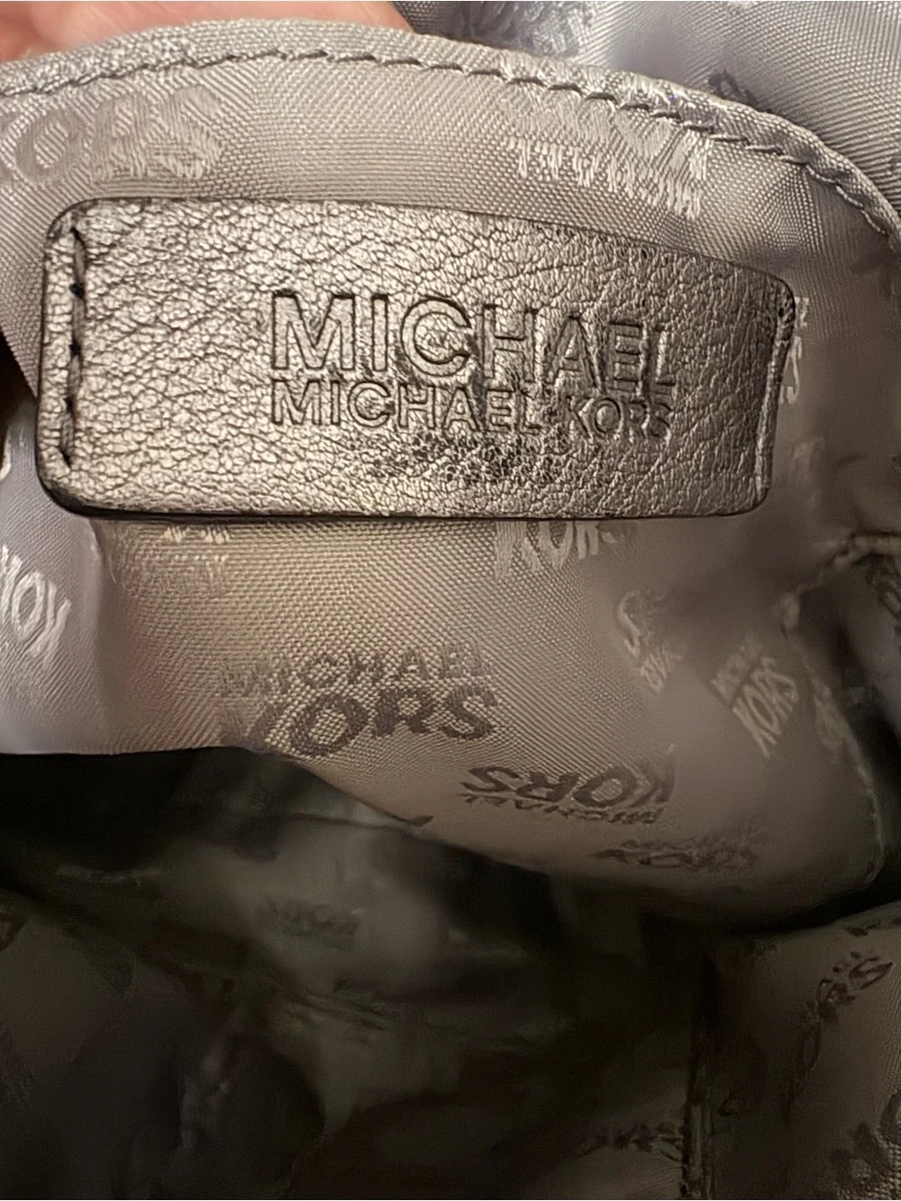 Michael Kors Gray MK Logo Tote Bag with Silver Straps